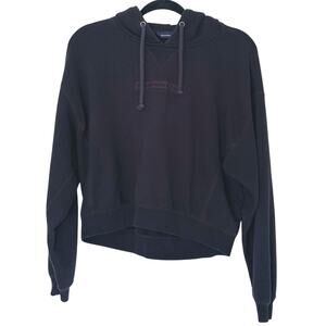 Abercrombie & Fitch Cropped Wordmark Hoodie Size Medium Black Y2K Lounge Cozy